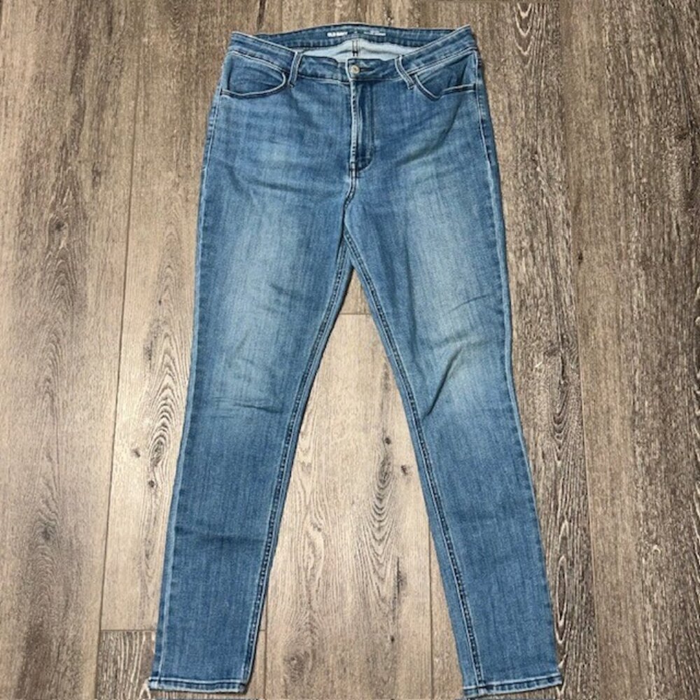 Old Navy Jeans Womens 12 Blue Denim Rockstar Super Skinny High Rise Preppy